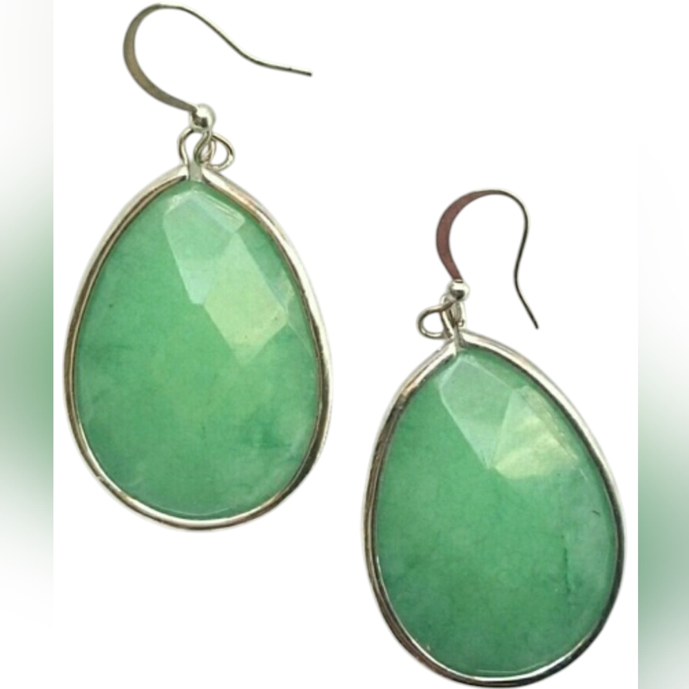 NEIMAN MARCUS SEAFOAM GREEN  STERLING SILVER FISH HOOK DROP EARRINGS